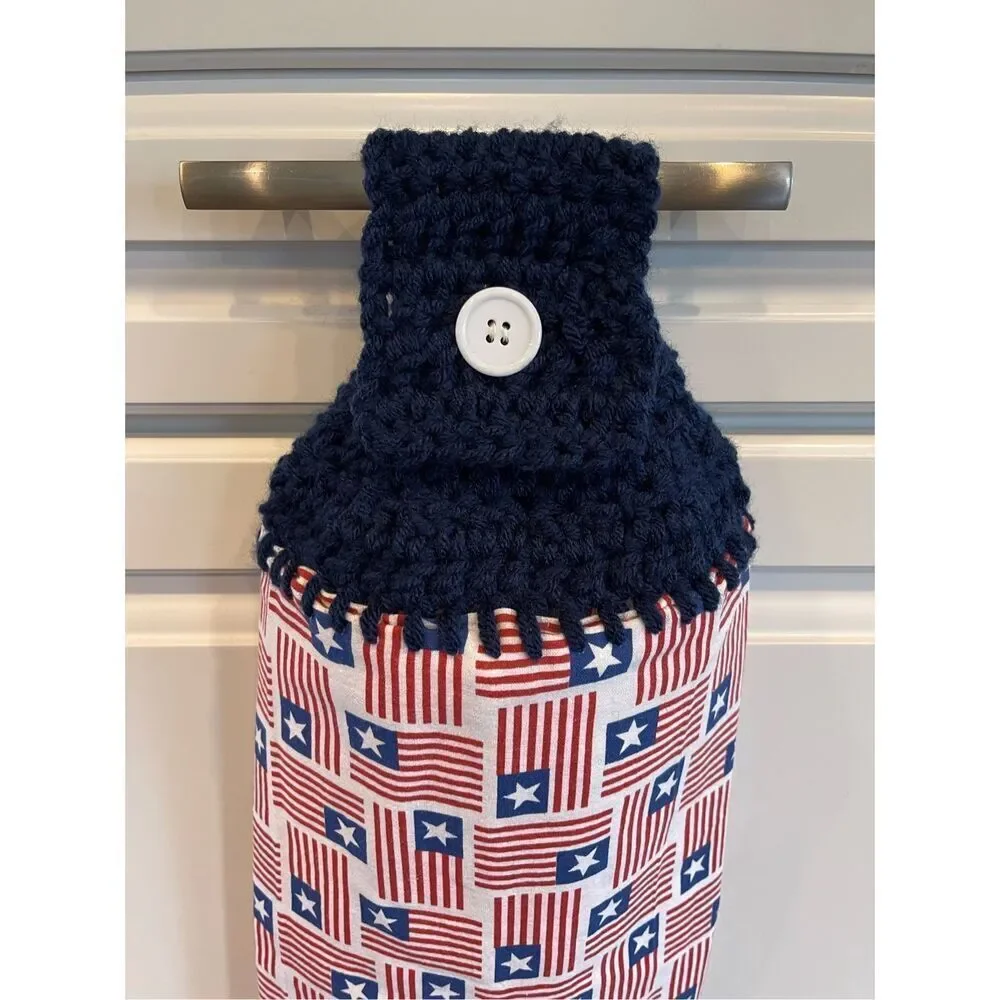 Crochet Top Kitchen Towel- American Flags